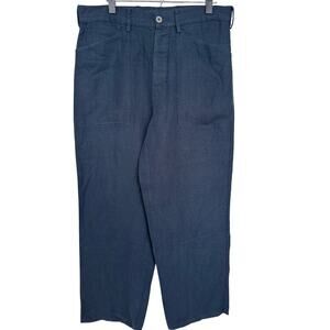 Polo Ralph Lauren Men's Navy 100% Linen Patch-Pocket Straight Leg Pants, 35W 30L